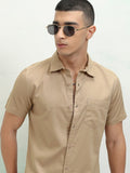 Highlander Men Beige Textured Regular Fit Casual Shirt - Beige - Image 1