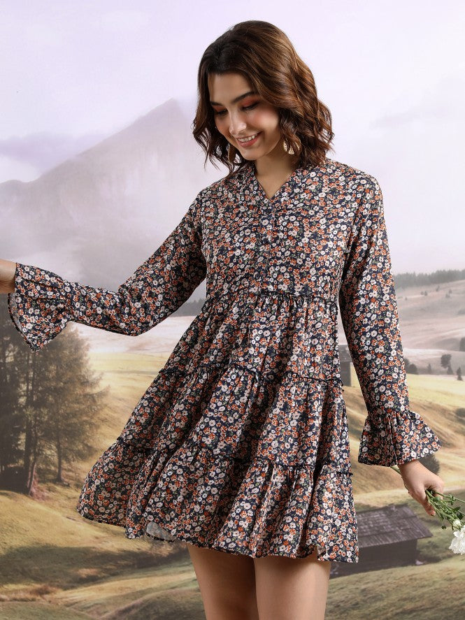Tokyo Talkies Women Black Printed Shirt Dress - Black - Image 1