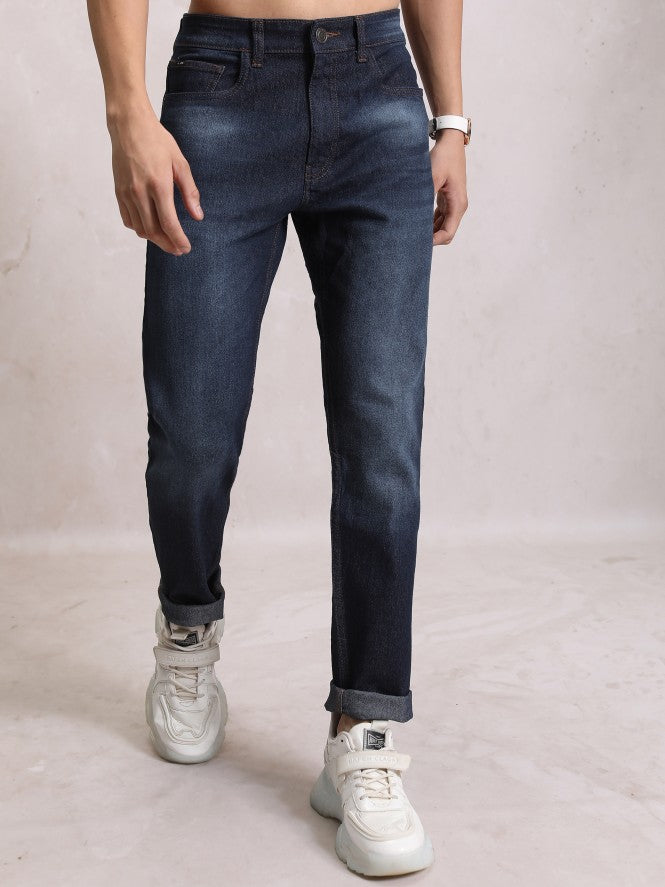 Highlander Men Indigo Tapered Fit Stretchable Jeans - Blue - Image 1