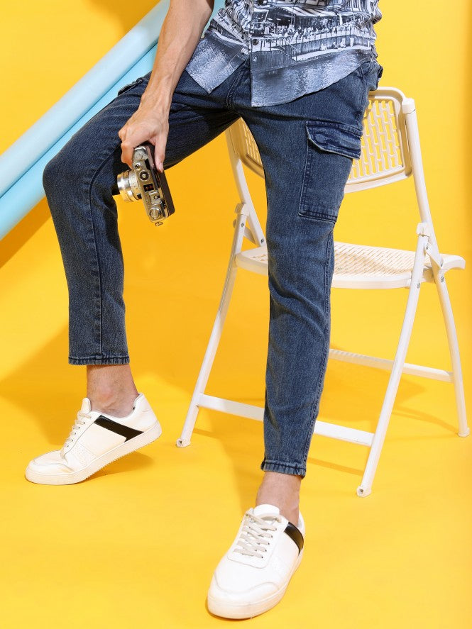 Men Blue Slim Fit Stretchable Jeans - Blue - Image 1