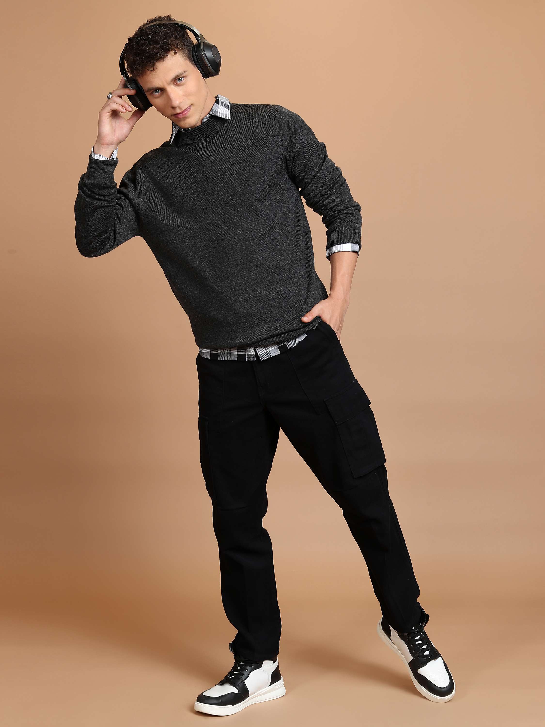 Highlander Men Grey Round Neck Pullover Sweater - Grey - Image 2
