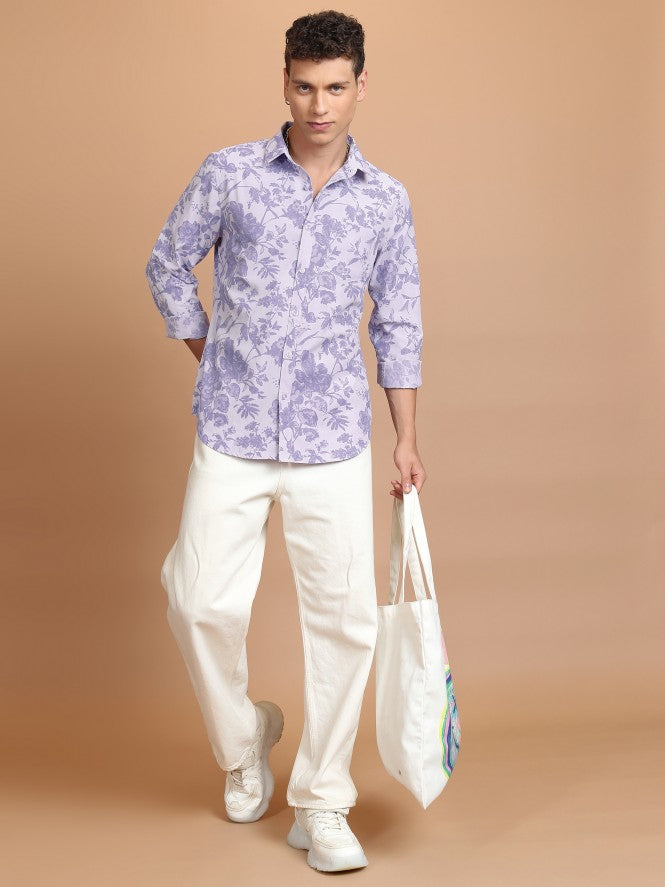 Highlander Men Pink Printed Slim Fit Casual Shirt - Pink - Image 2