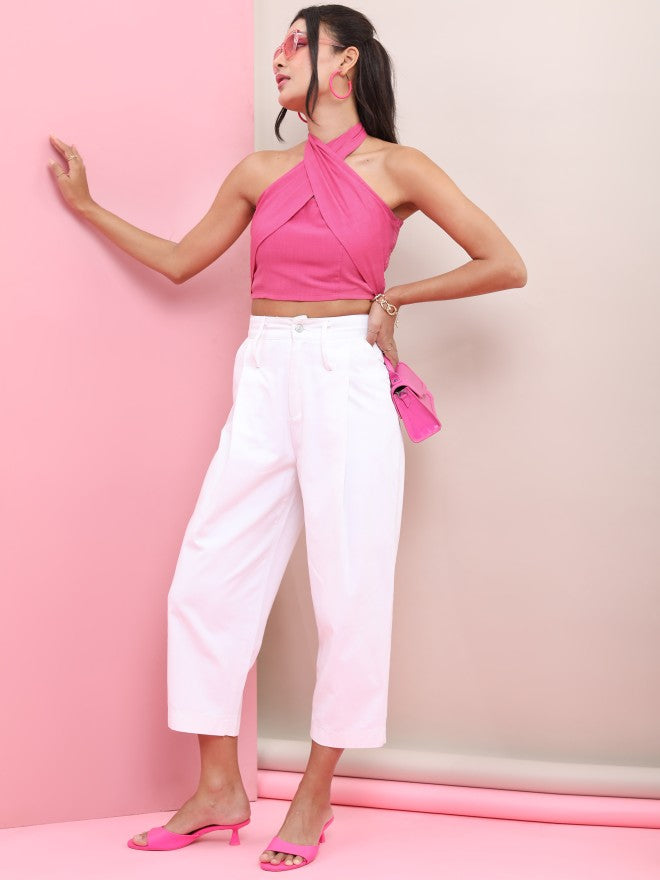 Tokyo Talkies Women Pink Solid Regular Top - Pink - Image 2