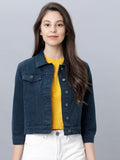 Tokyo Talkies Women Green Denim Jacket - Green - Image 1