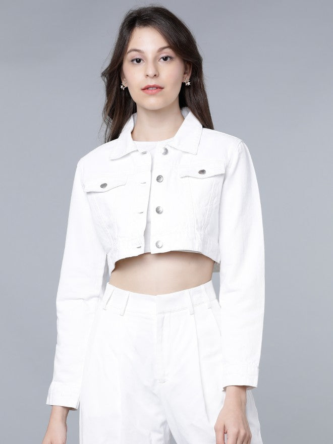 Tokyo Talkies Women White Denim Jacket - White - Image 1