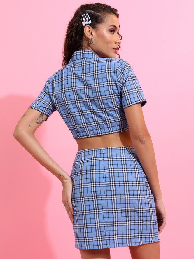 Tokyo Talkies Women Blue Top With Skirt Co-Ords - Blue - Image 3