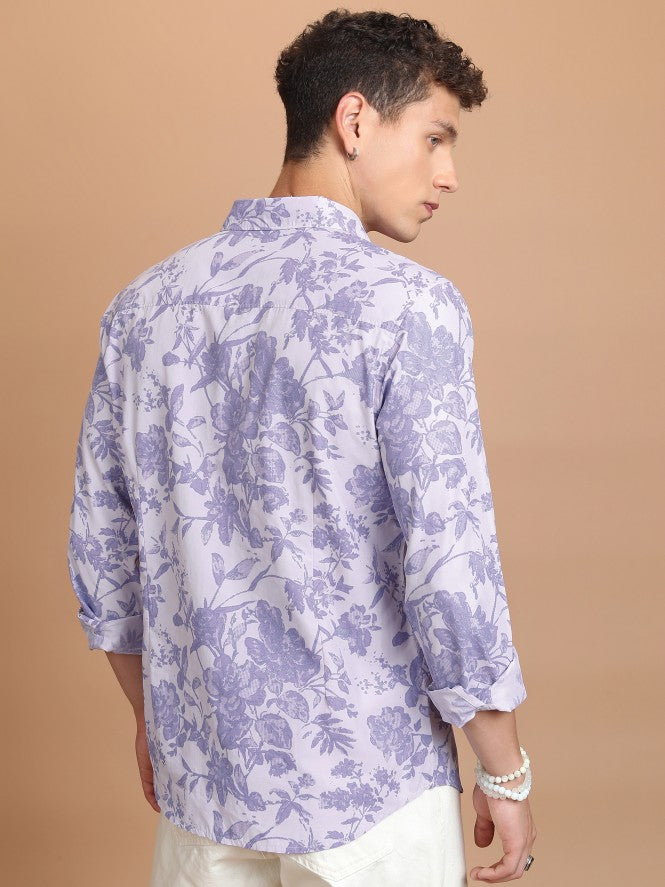 Highlander Men Pink Printed Slim Fit Casual Shirt - Pink - Image 3