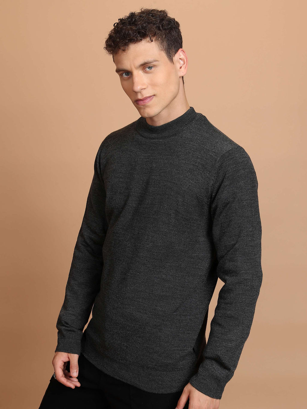 Highlander Men Grey Round Neck Pullover Sweater - Grey - Image 4