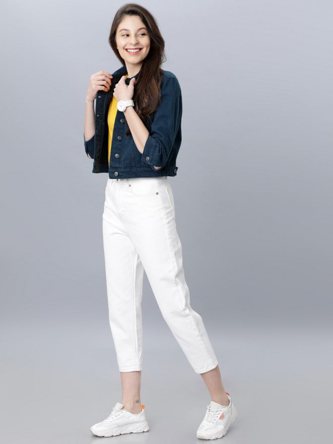 Tokyo Talkies Women Green Denim Jacket - Green - Image 5