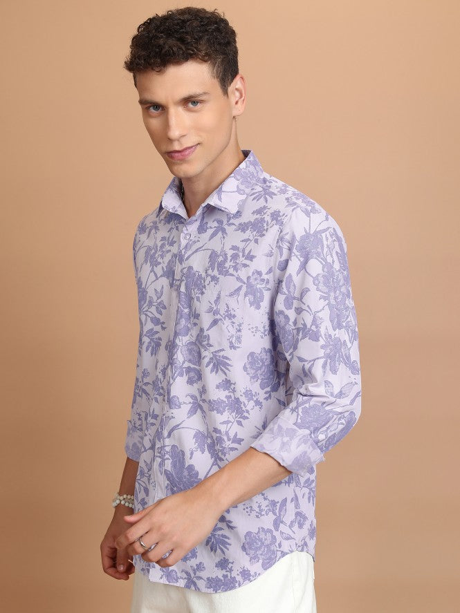 Highlander Men Pink Printed Slim Fit Casual Shirt - Pink - Image 4