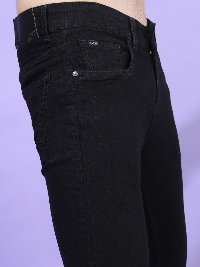 Highlander Men Black Tapered Fit Stretchable Jeans - Black - Image 4