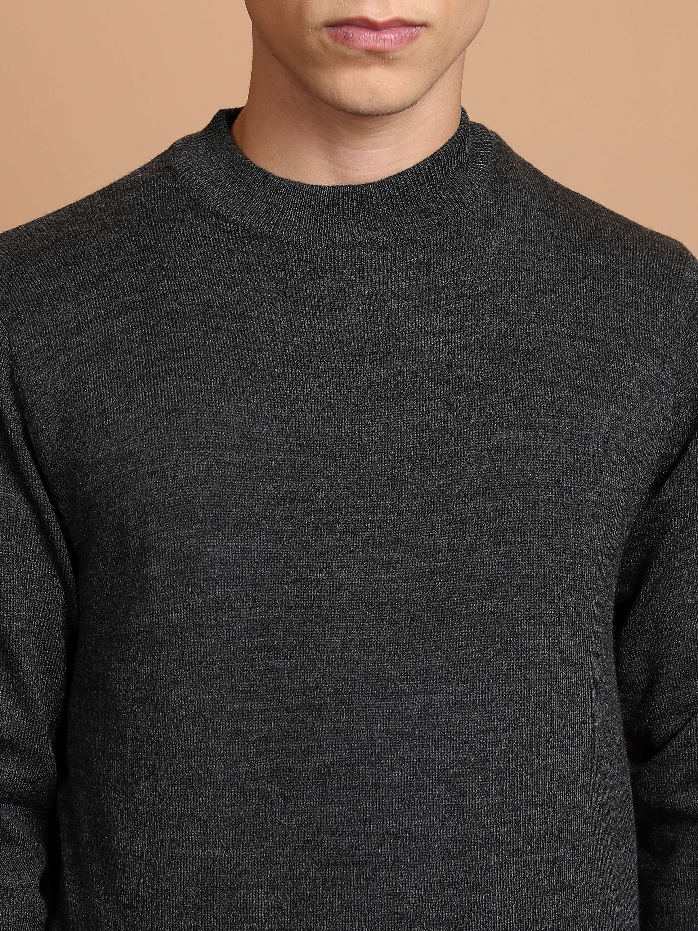 Highlander Men Grey Round Neck Pullover Sweater - Grey - Image 5
