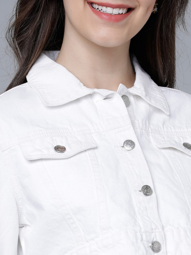 Tokyo Talkies Women White Denim Jacket - White - Image 4