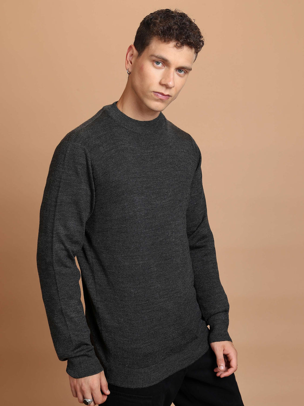 Highlander Men Grey Round Neck Pullover Sweater - Grey - Image 6