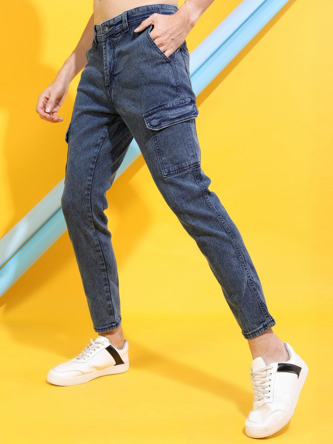 Men Blue Slim Fit Stretchable Jeans - Blue - Image 6