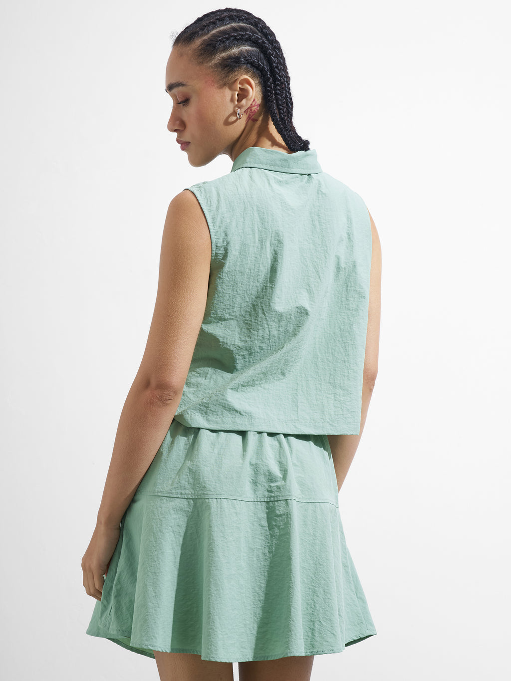 Street By Tokyo Talkies Women Green Top With Skirt Co-Ords - Green - Image 3