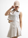 Street By Tokyo Talkies Women Beige Top With Skirt Co-Ords - Beige - Image 1