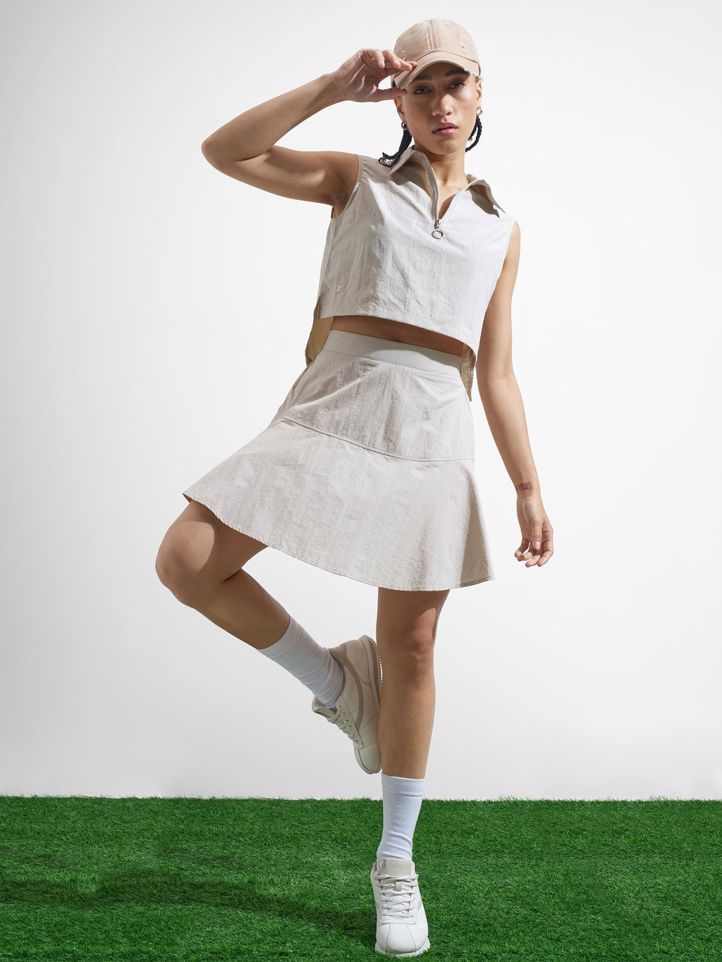 Street By Tokyo Talkies Women Beige Top With Skirt Co-Ords - Beige - Image 2