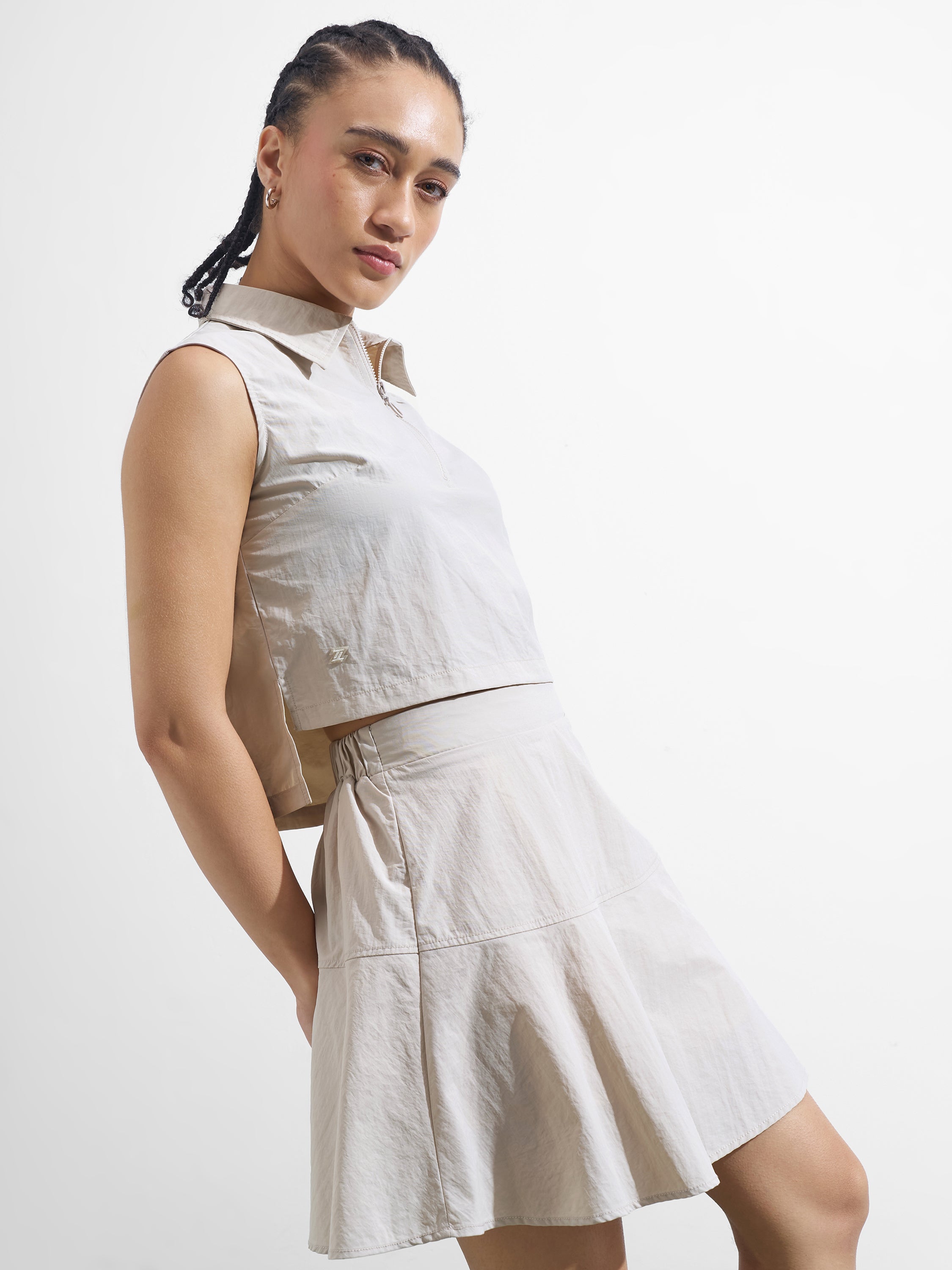 Street By Tokyo Talkies Women Beige Top With Skirt Co-Ords - Beige - Image 6