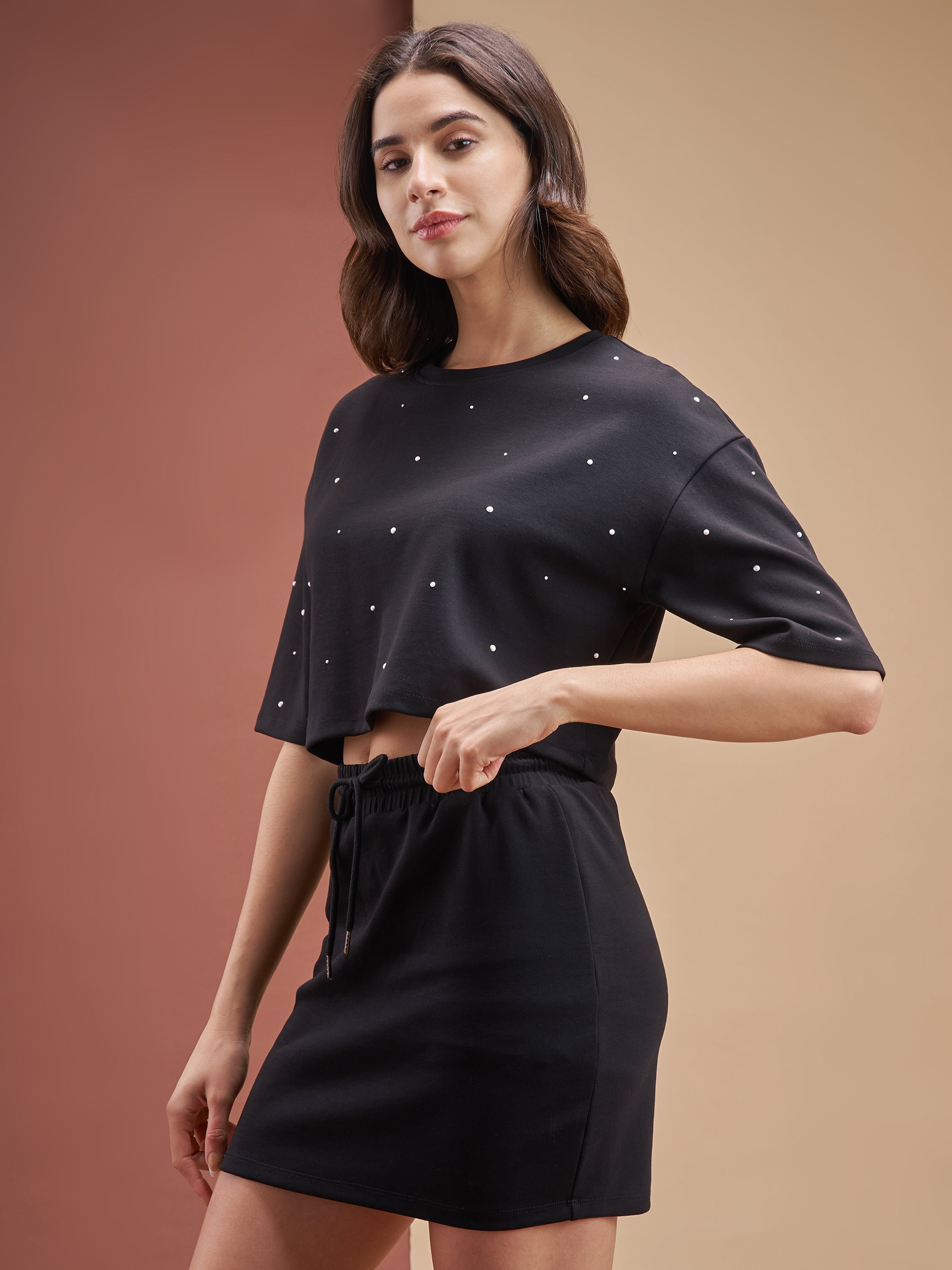Street By Tokyo Talkies Women Black Top With Skirt Co-Ords - Black - Image 4