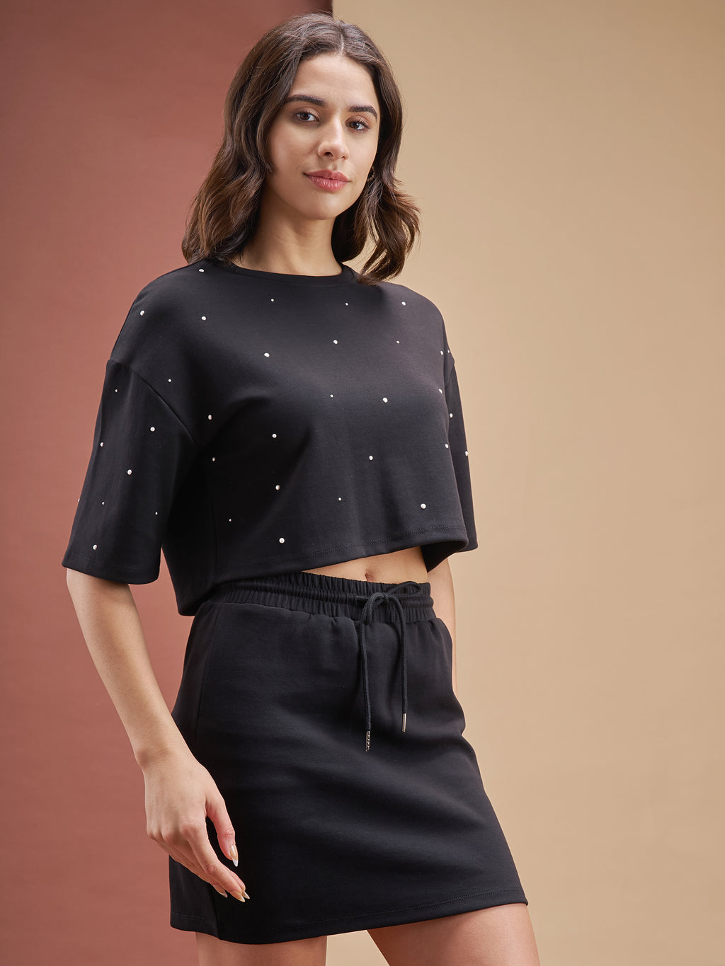 Street By Tokyo Talkies Women Black Top With Skirt Co-Ords - Black - Image 6
