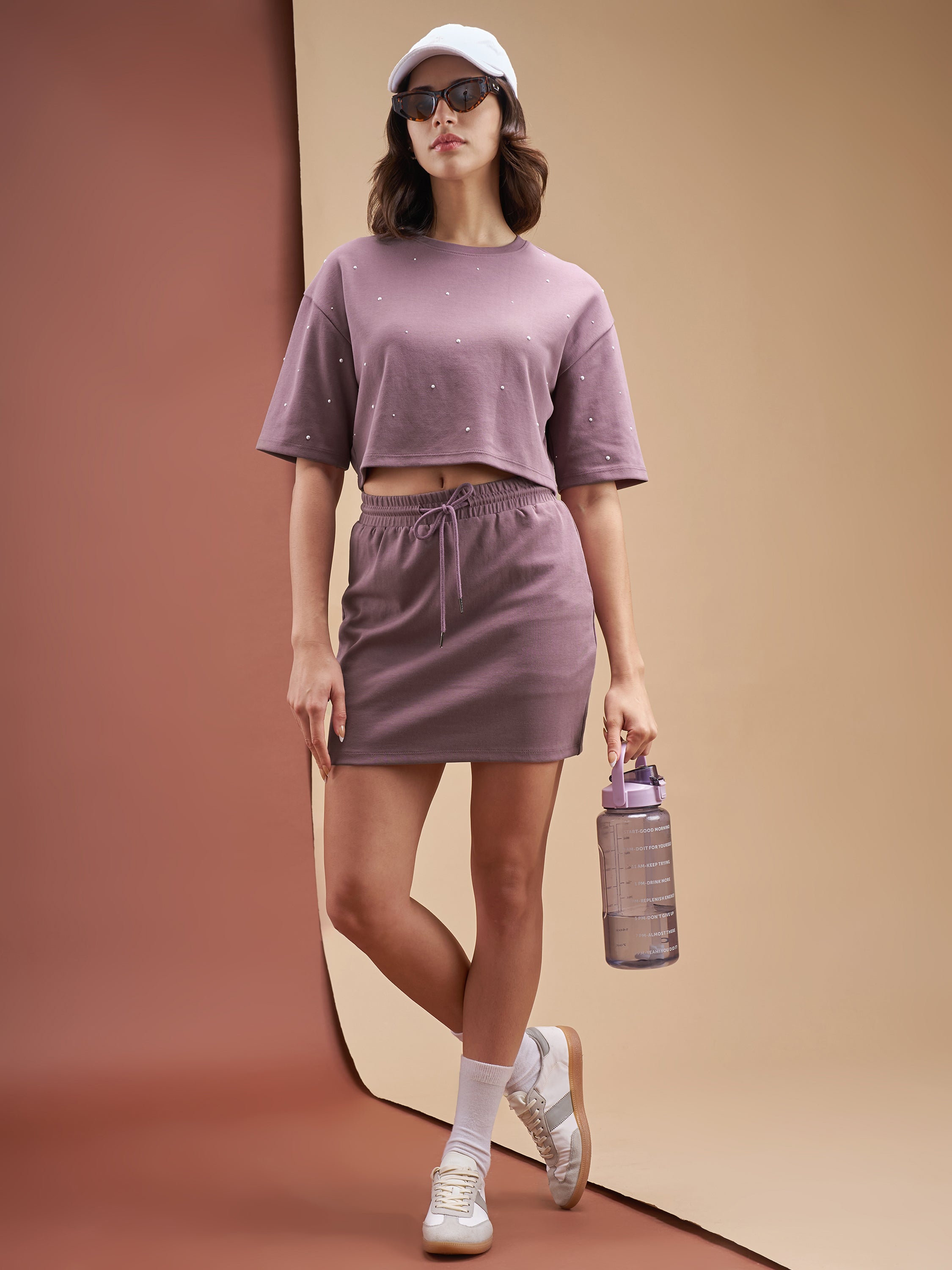 Street By Tokyo Talkies Women Purple Top With Skirt Co-Ords - Purple - Image 2