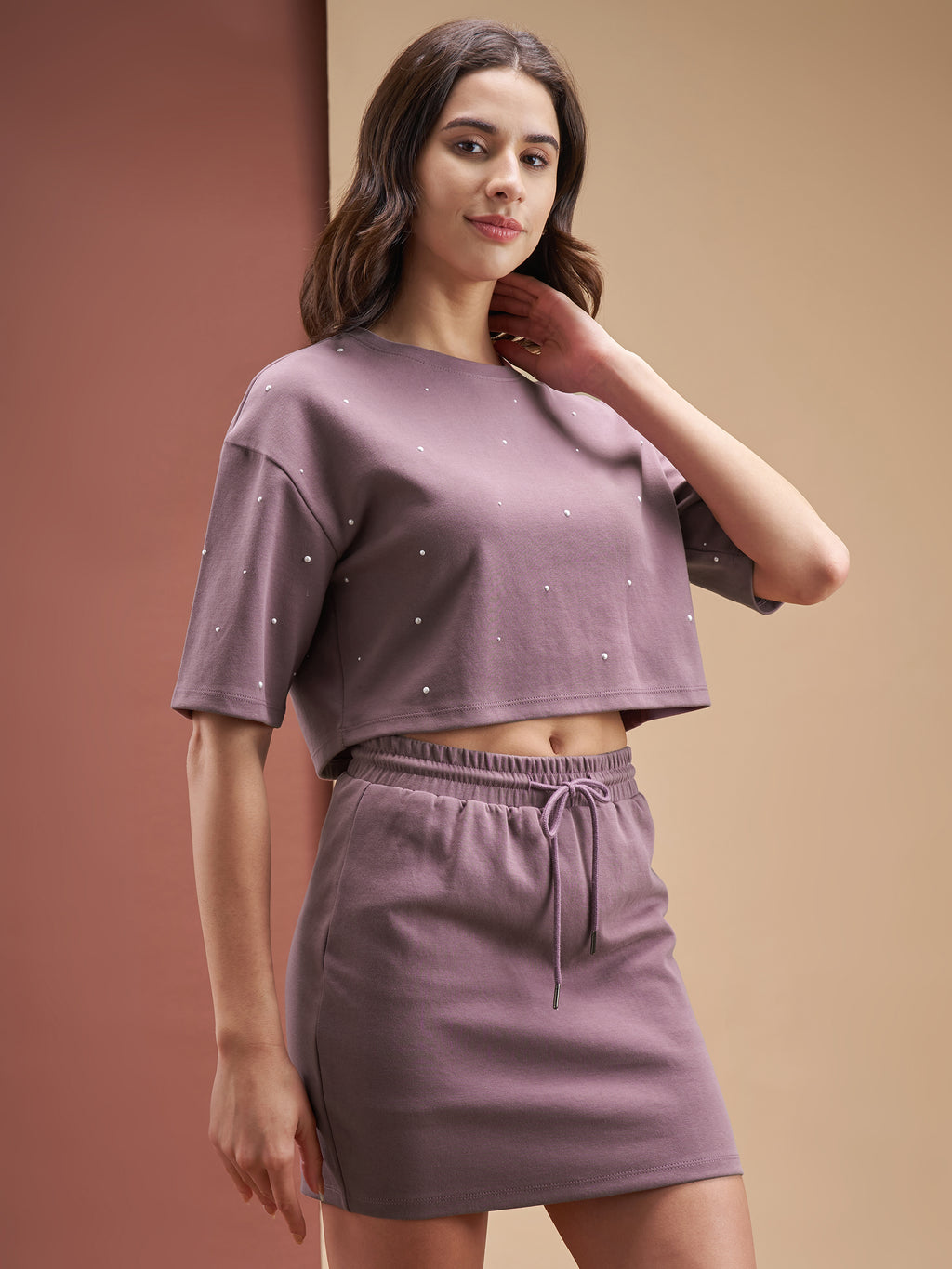 Street By Tokyo Talkies Women Purple Top With Skirt Co-Ords - Purple - Image 6