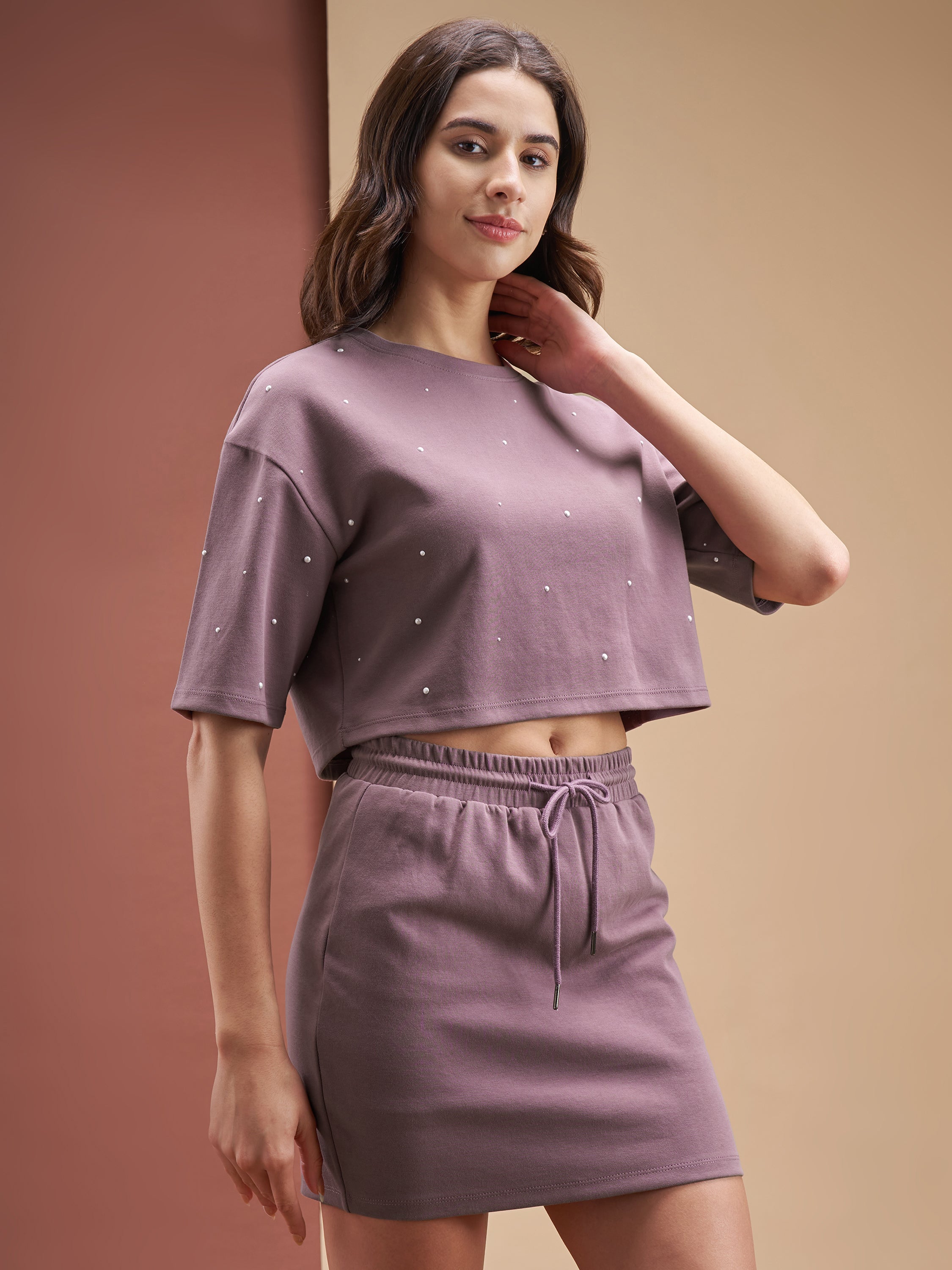 Street By Tokyo Talkies Women Purple Top With Skirt Co-Ords - Purple - Image 6
