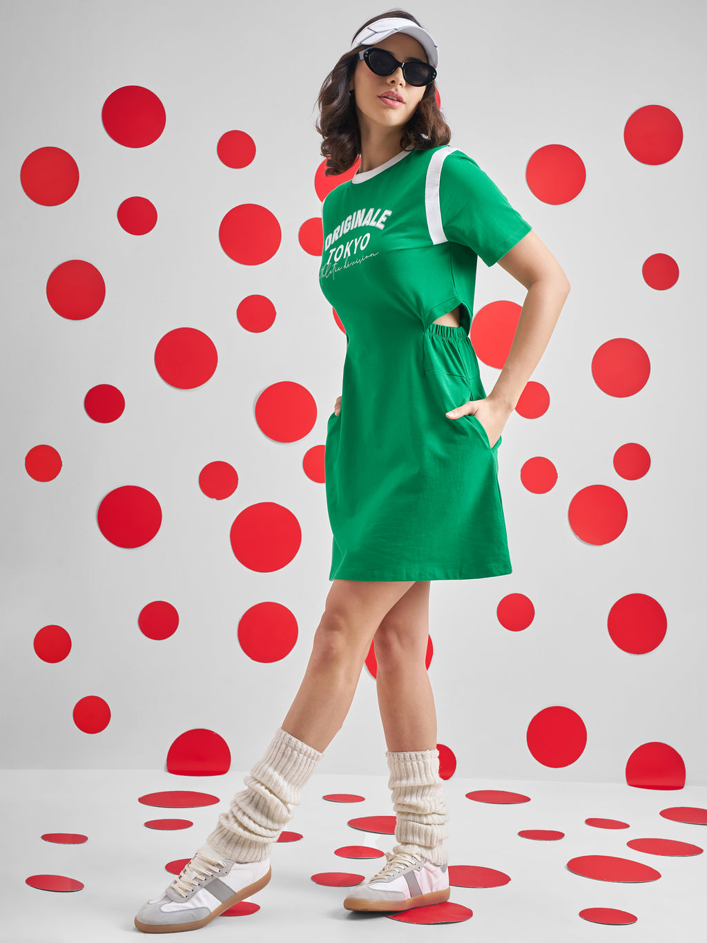 Street By Tokyo Talkies Women Green Printed T-shirt Dress - Green - Image 2