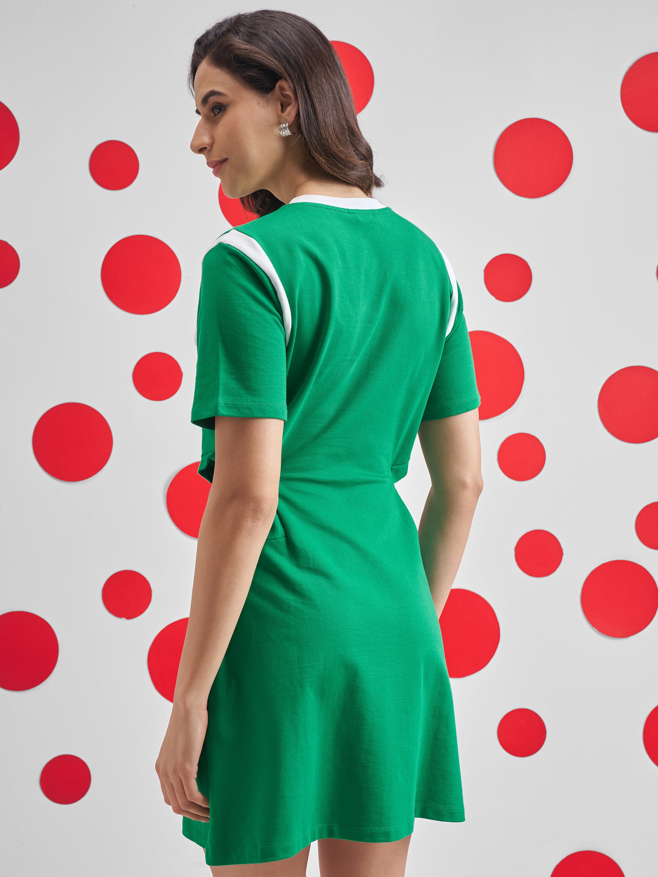 Street By Tokyo Talkies Women Green Printed T-shirt Dress - Green - Image 3