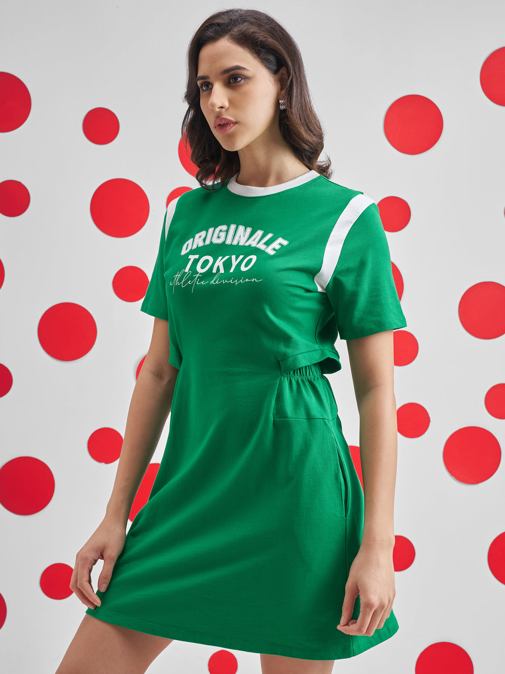 Street By Tokyo Talkies Women Green Printed T-shirt Dress - Green - Image 4