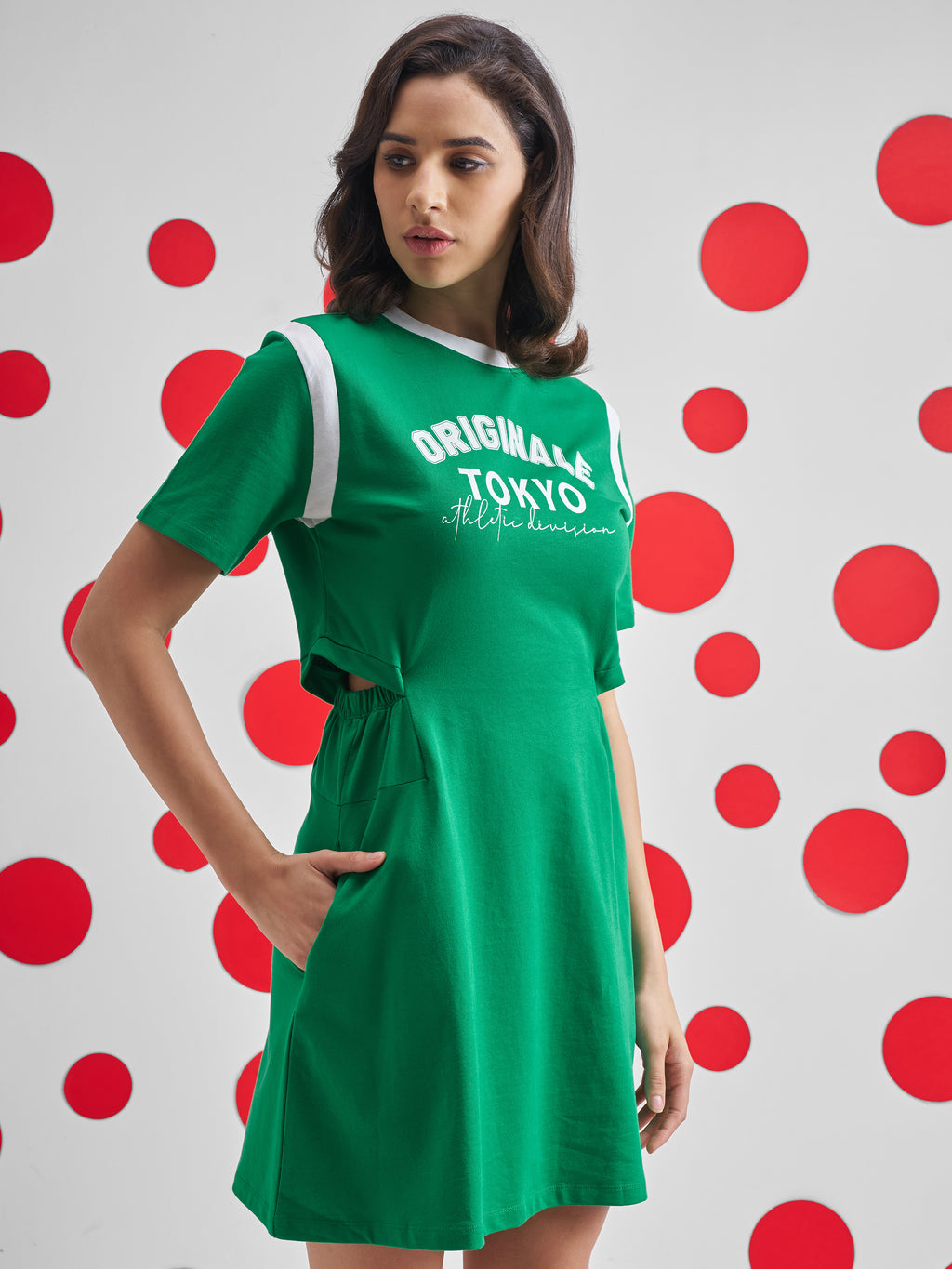 Street By Tokyo Talkies Women Green Printed T-shirt Dress - Green - Image 6