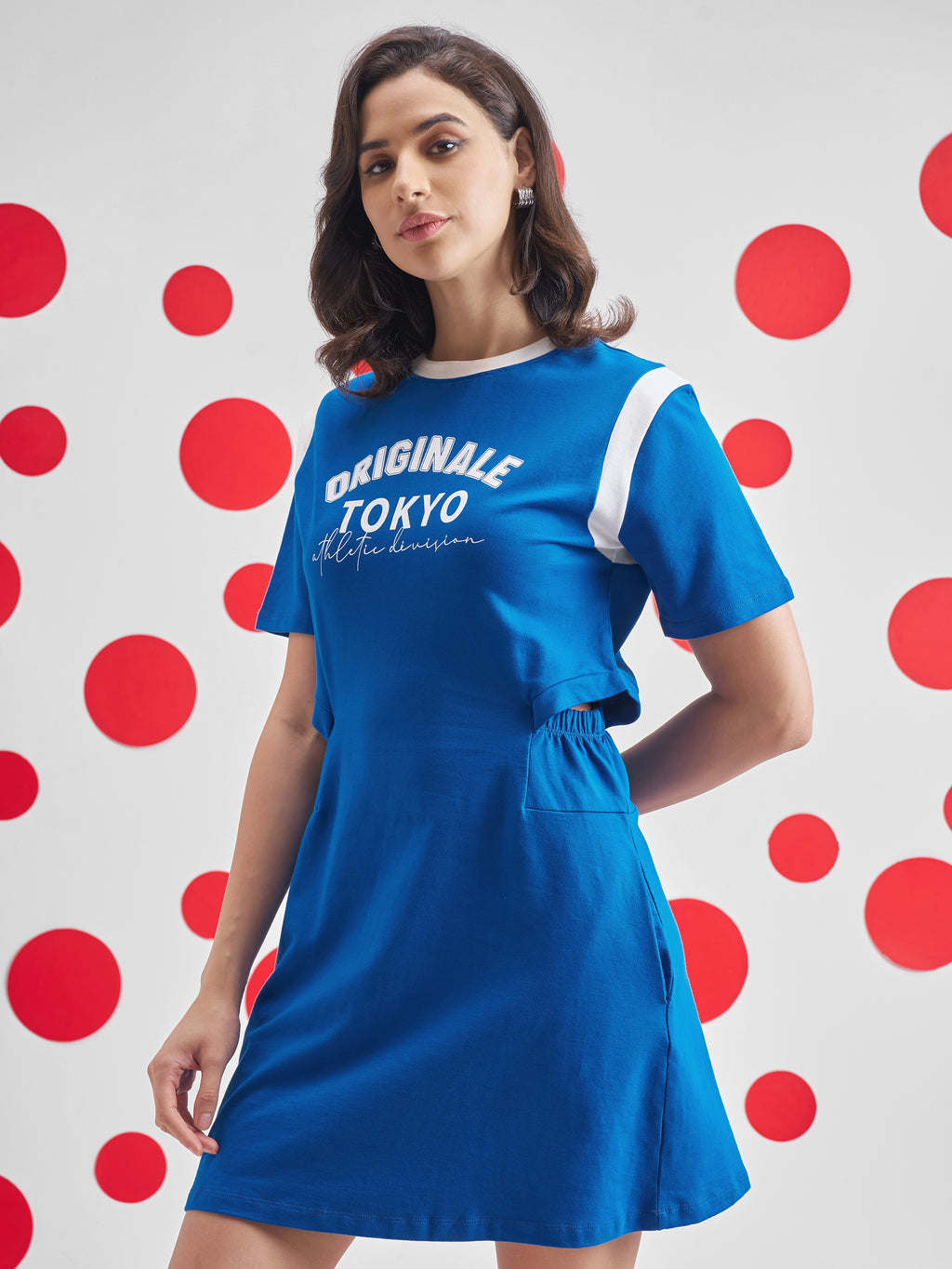 Street By Tokyo Talkies Women Blue Printed T-shirt Dress - Blue - Image 4
