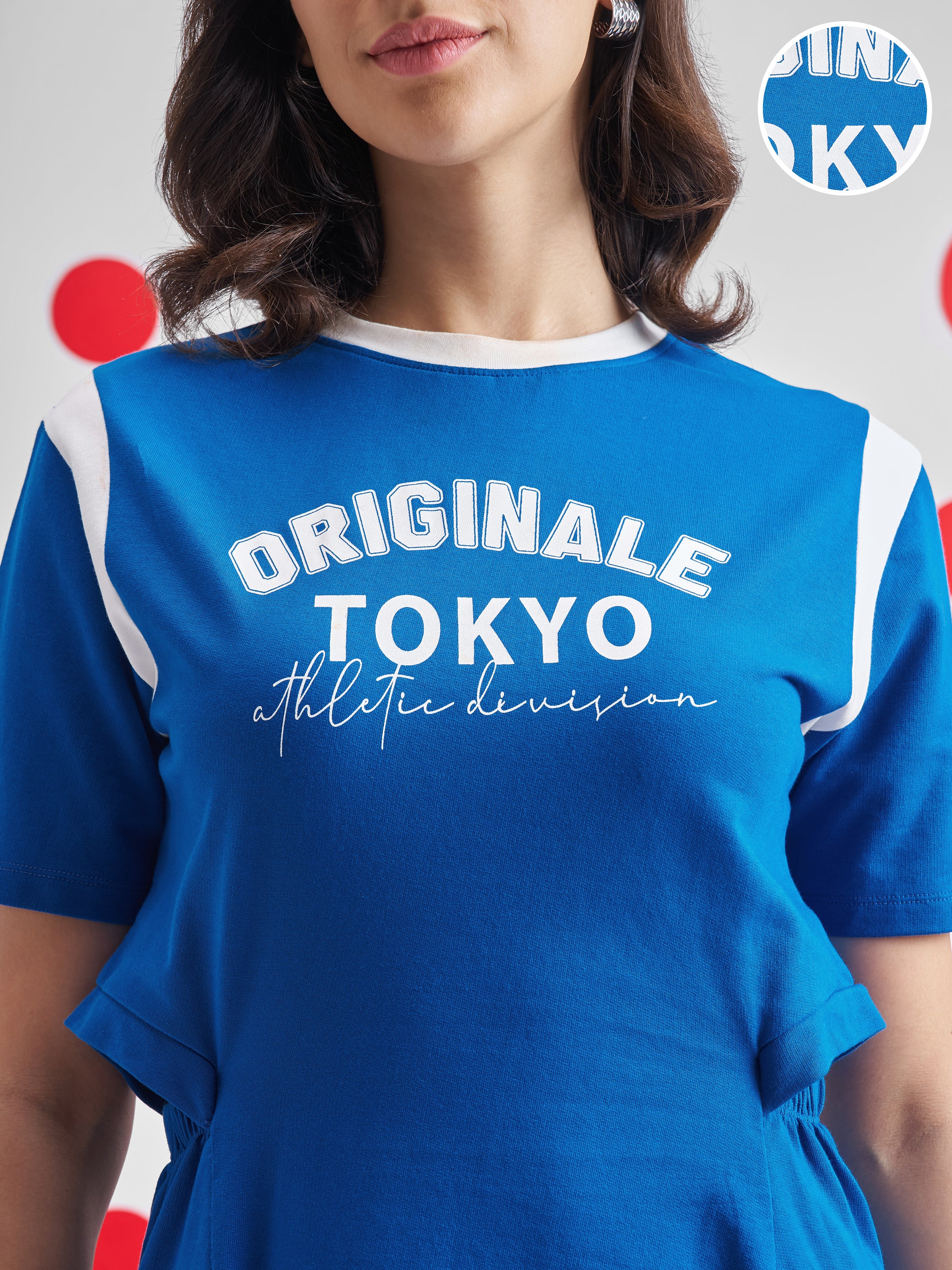 Street By Tokyo Talkies Women Blue Printed T-shirt Dress - Blue - Image 5