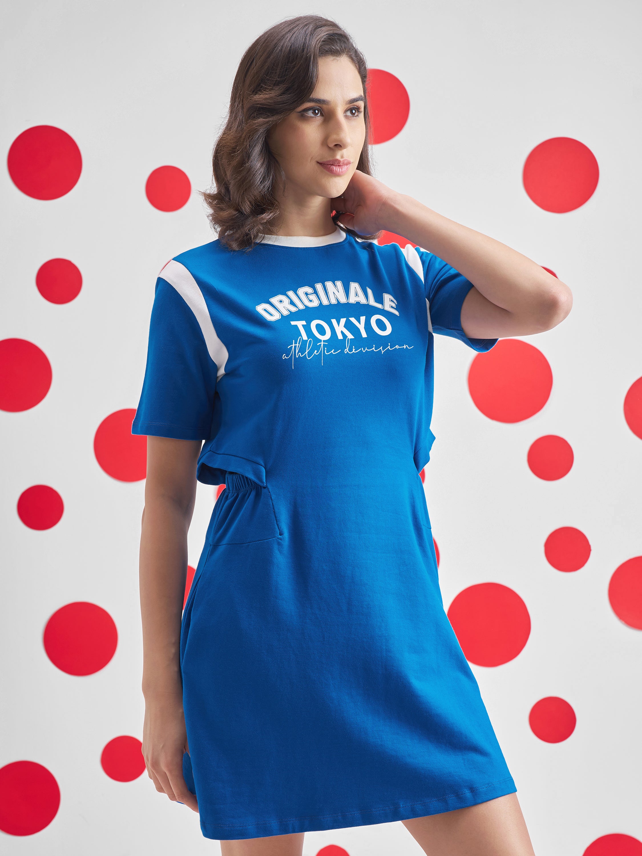 Street By Tokyo Talkies Women Blue Printed T-shirt Dress - Blue - Image 6