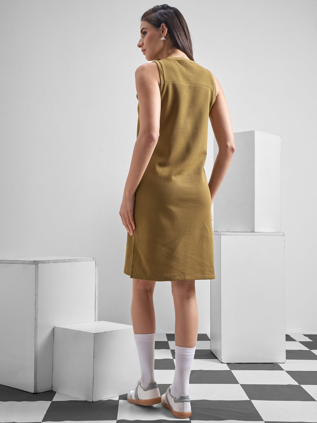 Street By Tokyo Talkies Women Brown Solid T-Shirt Dress - Brown - Image 3