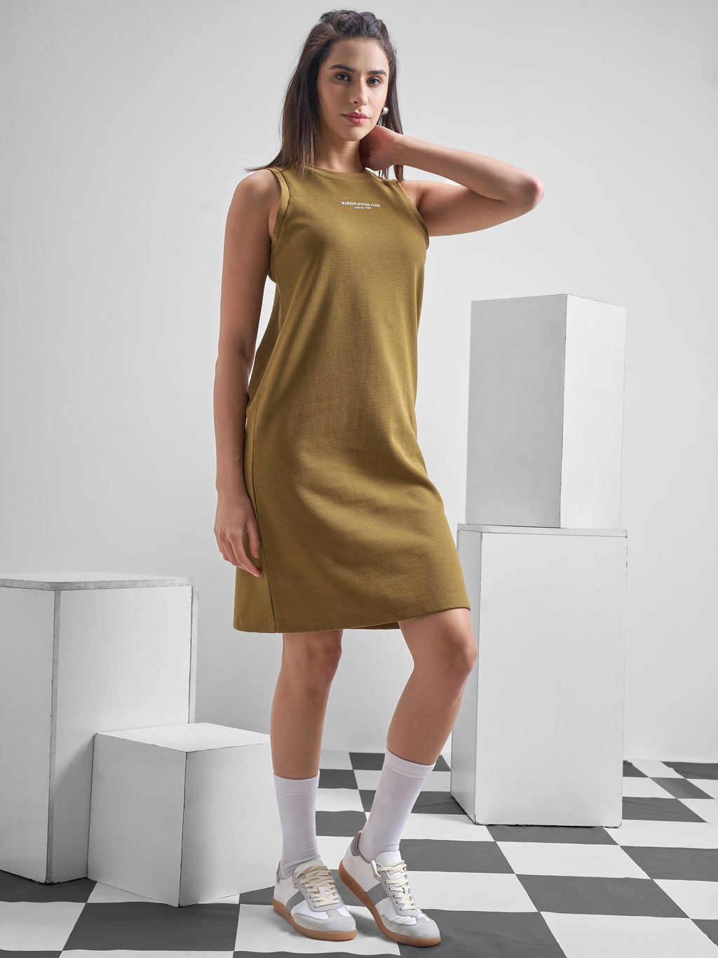 Street By Tokyo Talkies Women Brown Solid T-Shirt Dress - Brown - Image 4