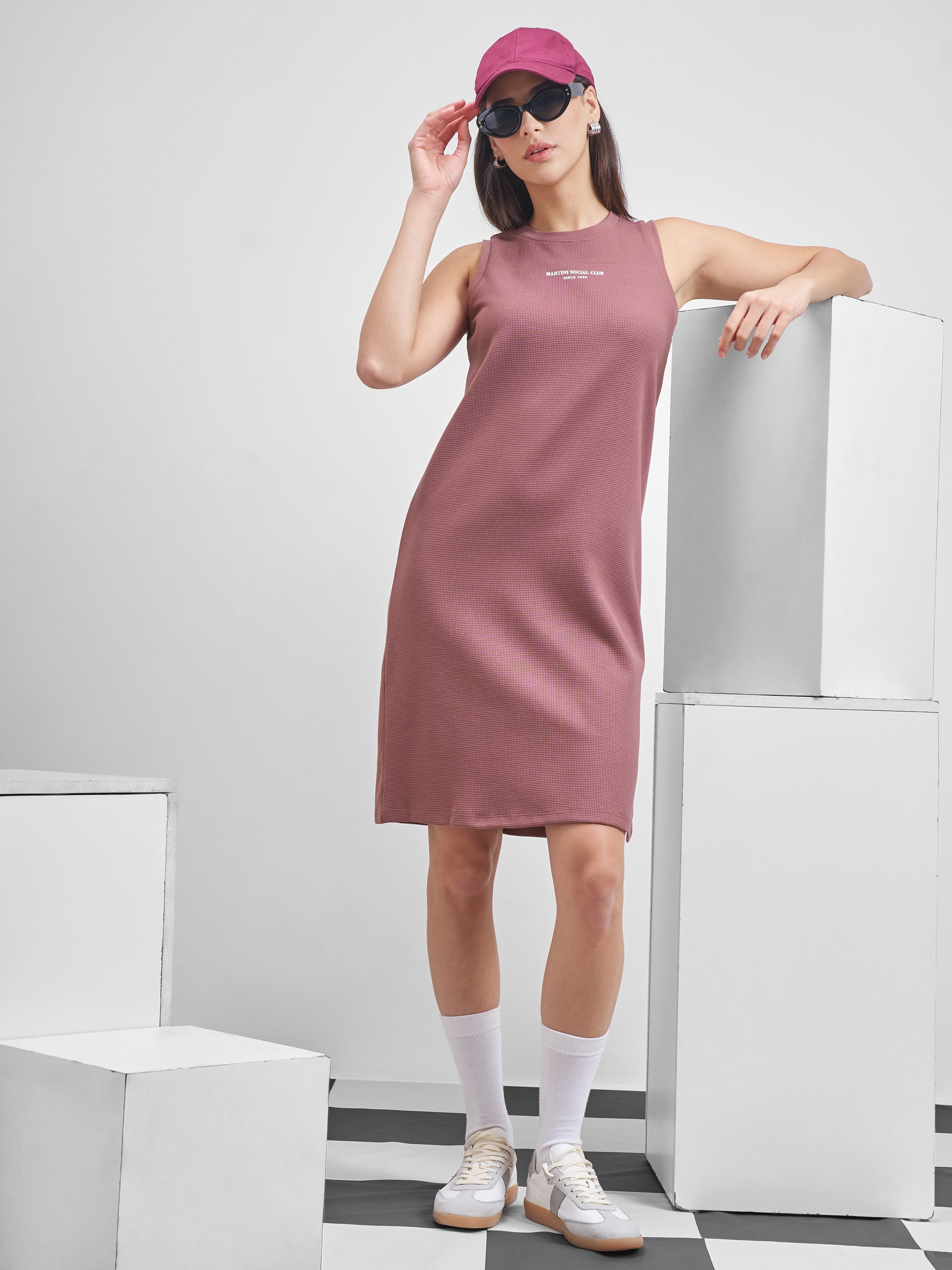 Street By Tokyo Talkies Women Mauve Solid T-Shirt Dress - Mauve - Image 1