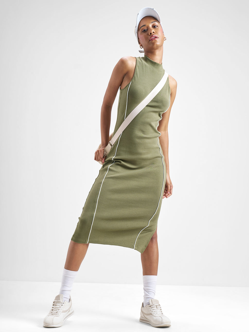 Street By Tokyo Talkies Women Olive Solid Bodycon Dress - Olive - Image 1