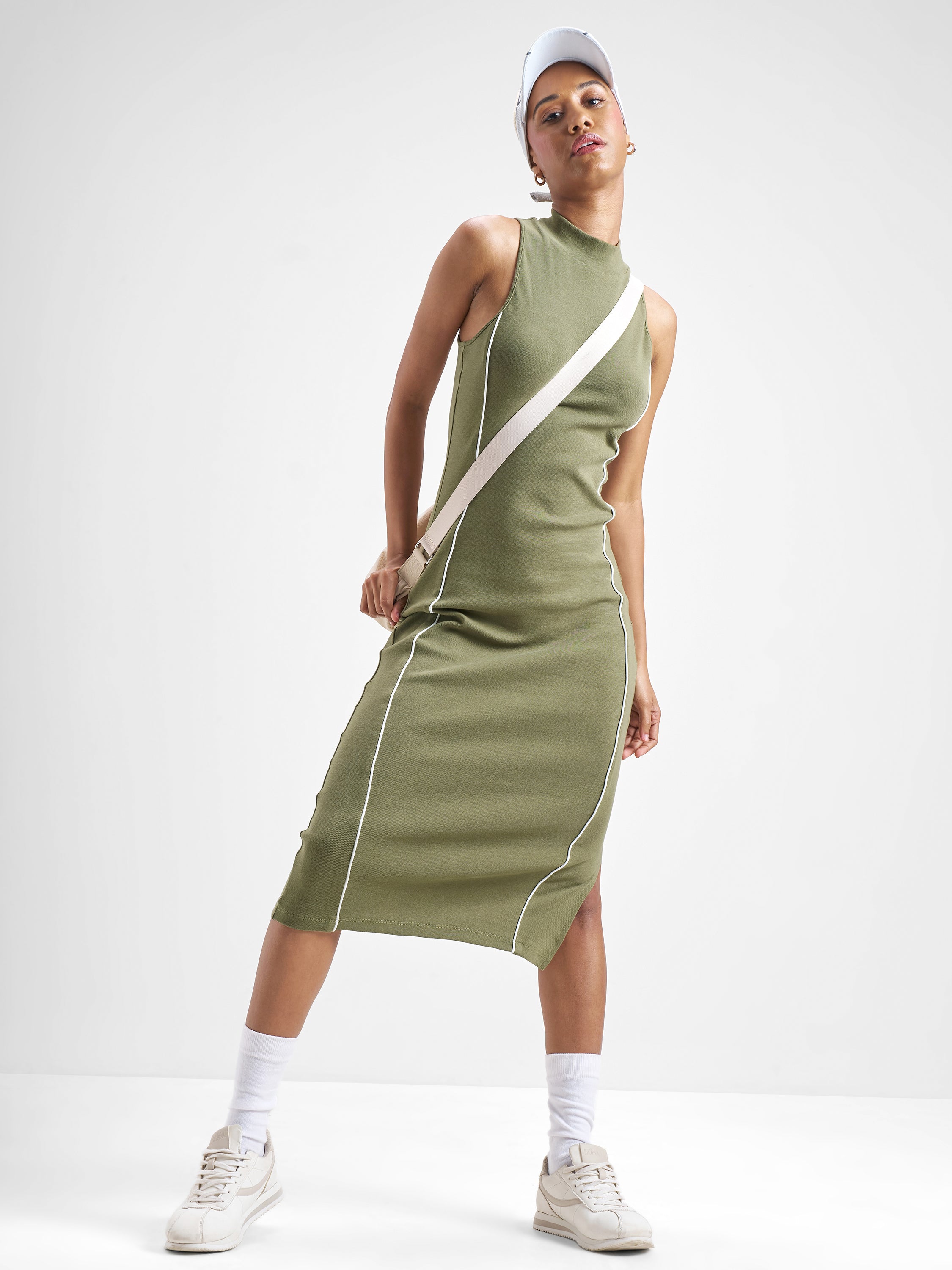 Street By Tokyo Talkies Women Olive Solid Bodycon Dress - Olive - Image 1