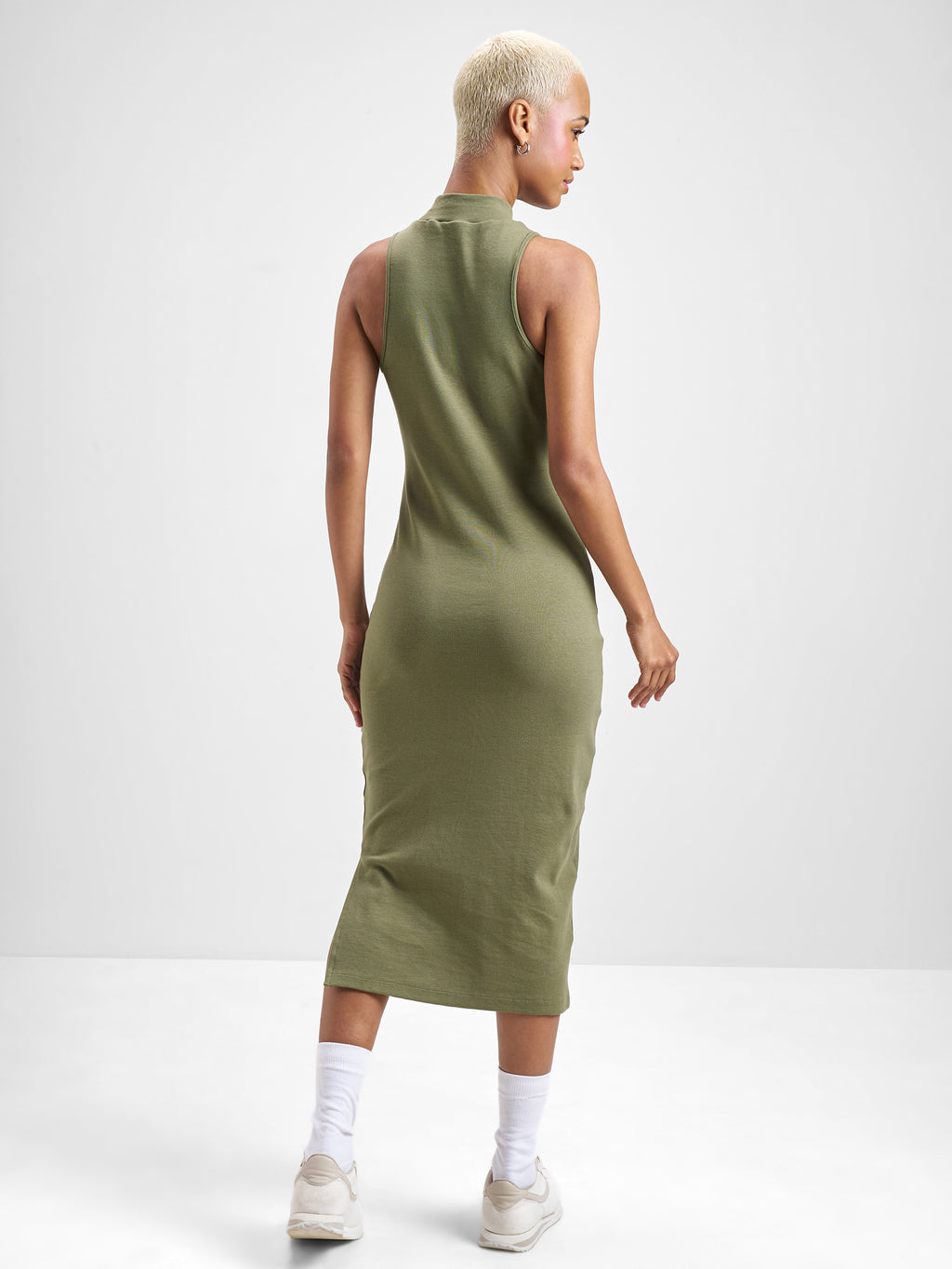 Street By Tokyo Talkies Women Olive Solid Bodycon Dress - Olive - Image 3