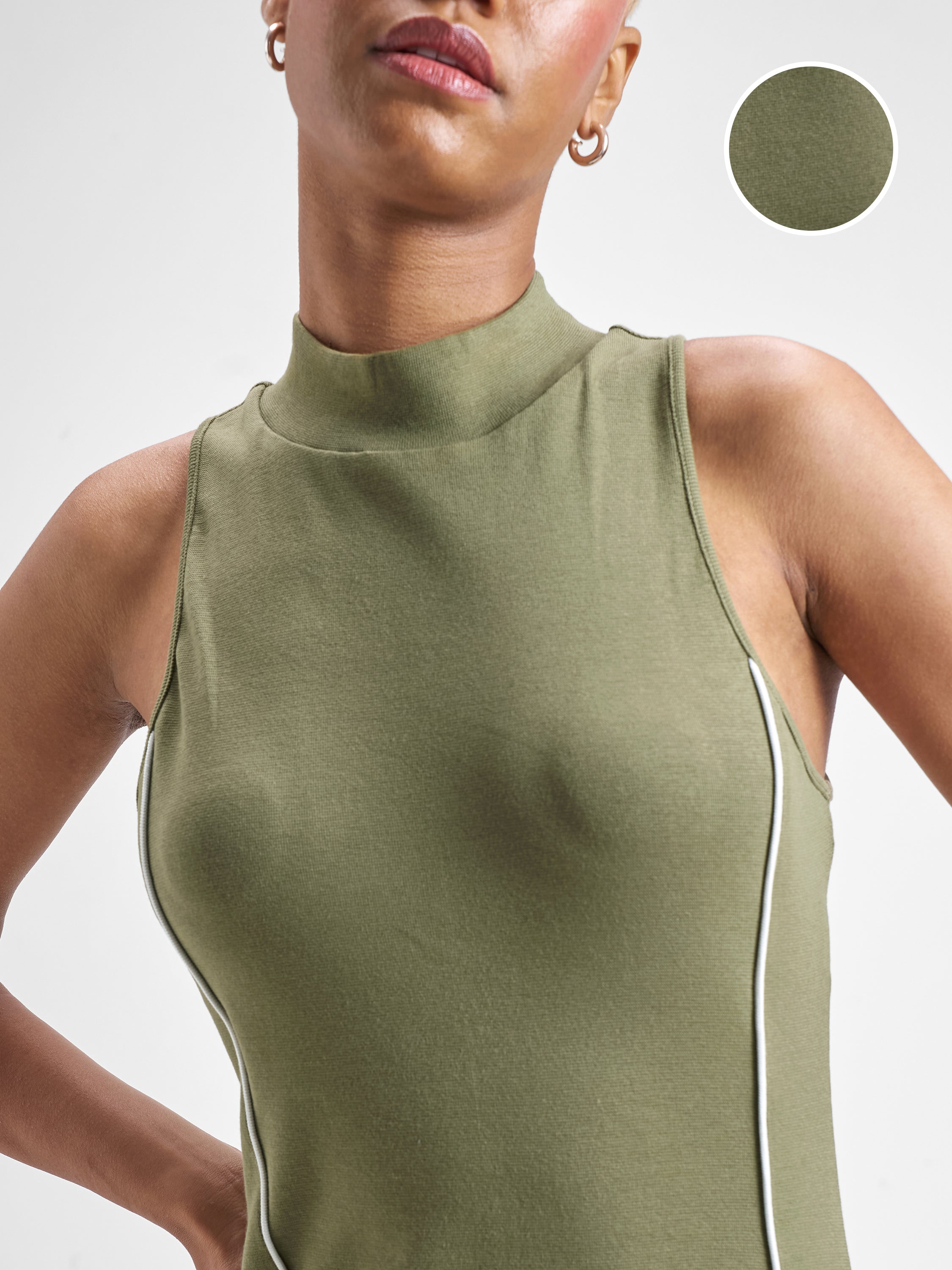 Street By Tokyo Talkies Women Olive Solid Bodycon Dress - Olive - Image 5