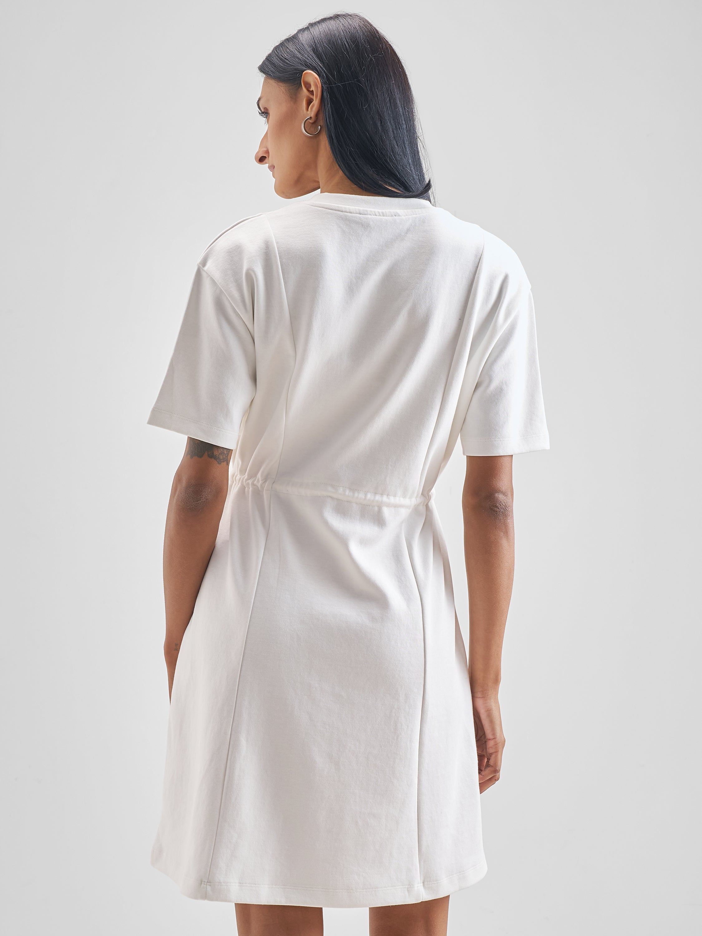 Street By Tokyo Talkies Women White Solid Fit And Flare Dress - White - Image 3