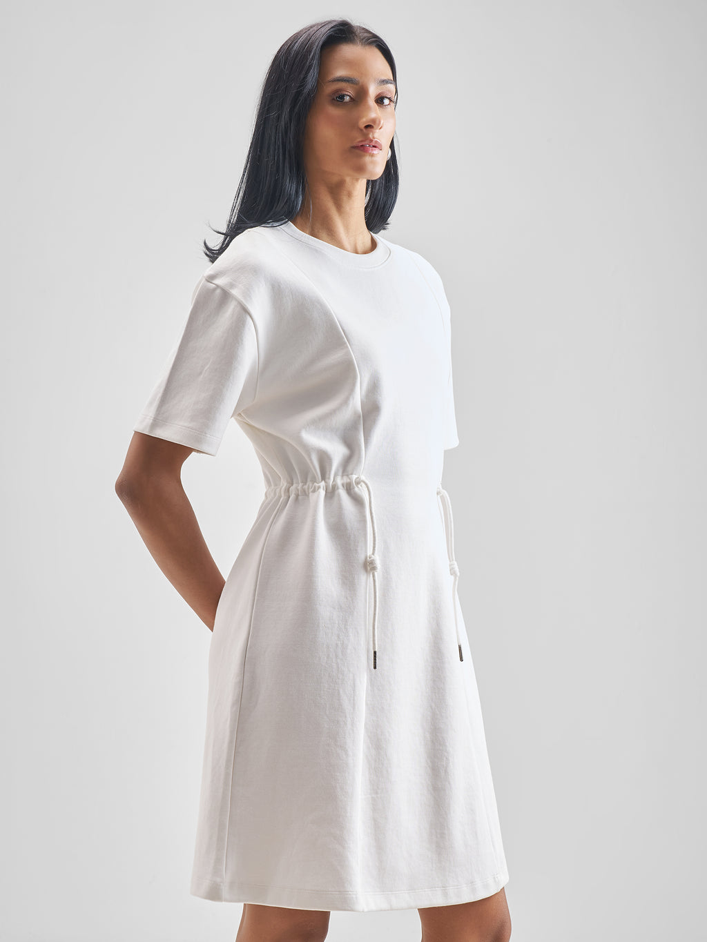 Street By Tokyo Talkies Women White Solid Fit And Flare Dress - White - Image 6