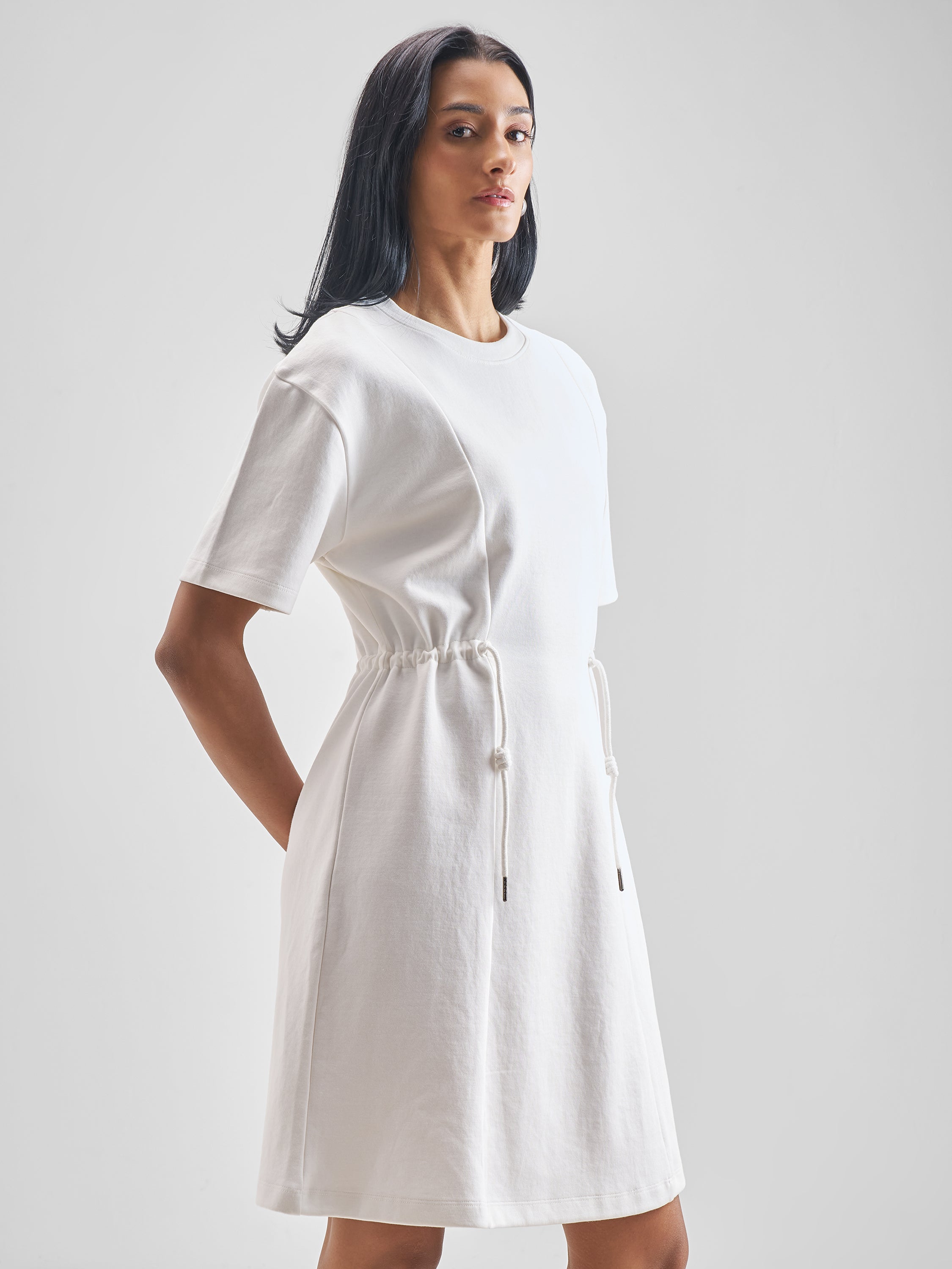 Street By Tokyo Talkies Women White Solid Fit And Flare Dress - White - Image 6