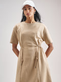 Street By Tokyo Talkies Women Beige Solid Fit And Flare Dress - Beige - Image 1