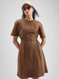 Street By Tokyo Talkies Women Brown Solid Fit And Flare Dress - Brown - Image 1