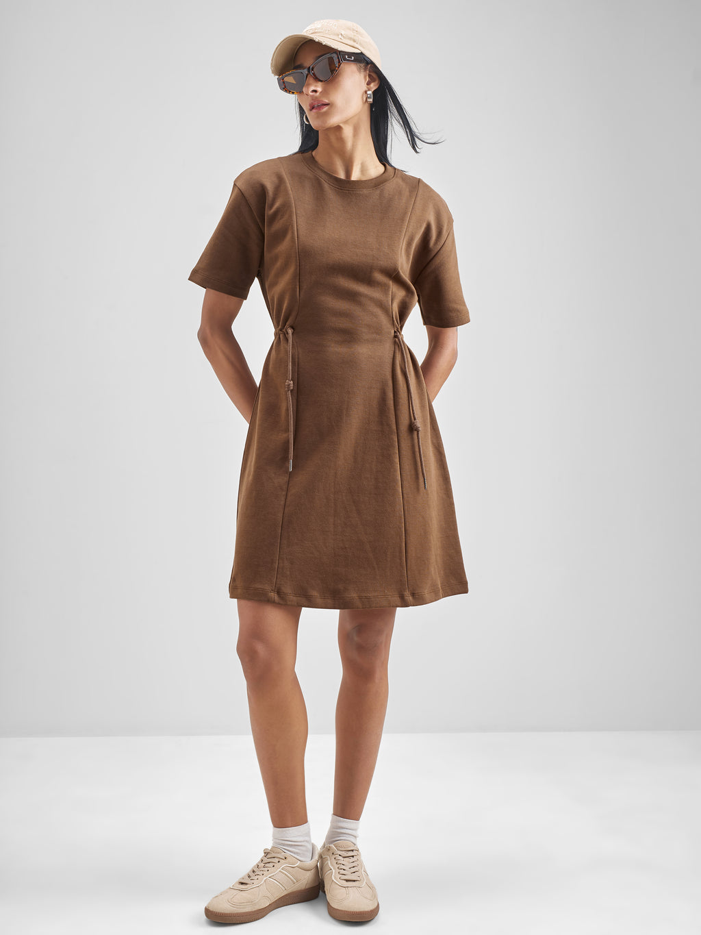 Street By Tokyo Talkies Women Brown Solid Fit And Flare Dress - Brown - Image 2