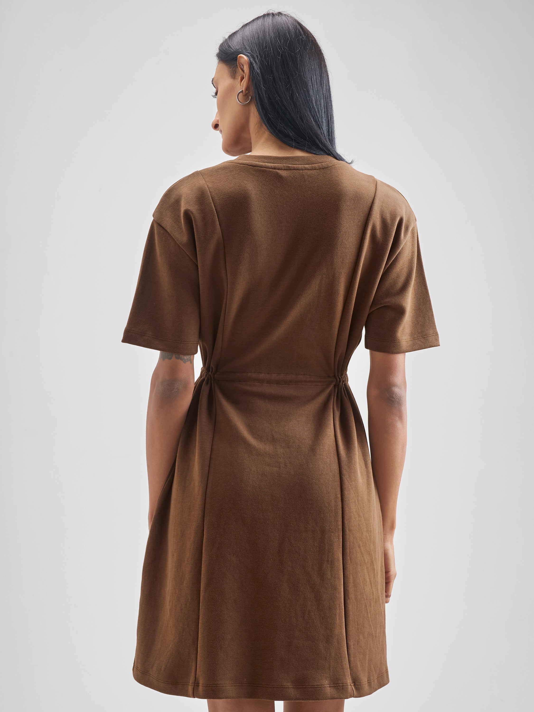 Street By Tokyo Talkies Women Brown Solid Fit And Flare Dress - Brown - Image 3