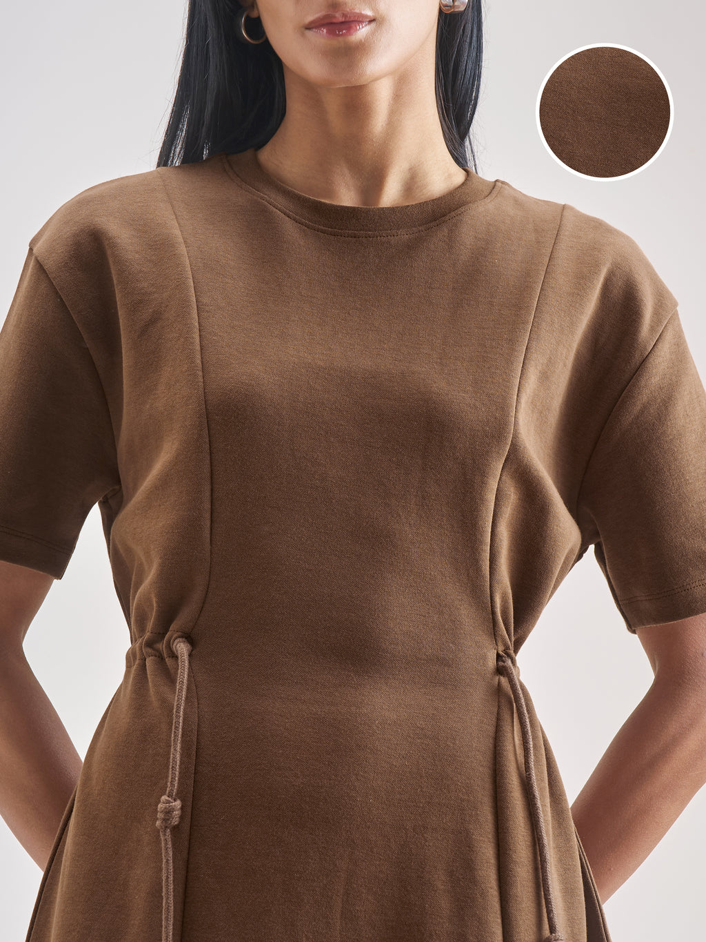 Street By Tokyo Talkies Women Brown Solid Fit And Flare Dress - Brown - Image 5